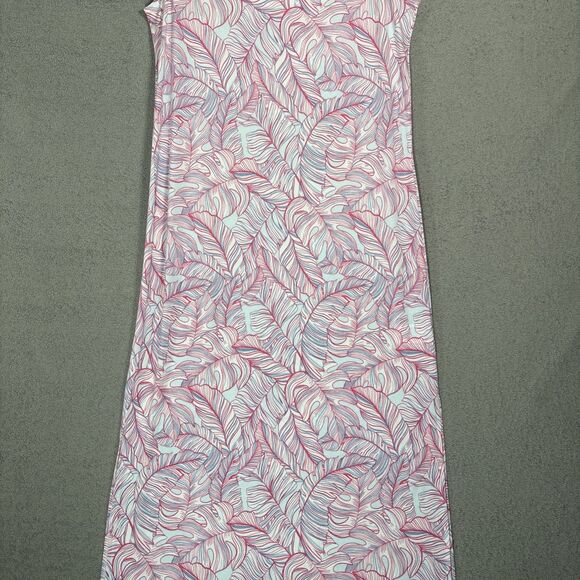 Stella Parker Size M Maxi Dress Jersey Knit Lightweight‎ Pink Blue Coral Resort - Picture 4 of 13